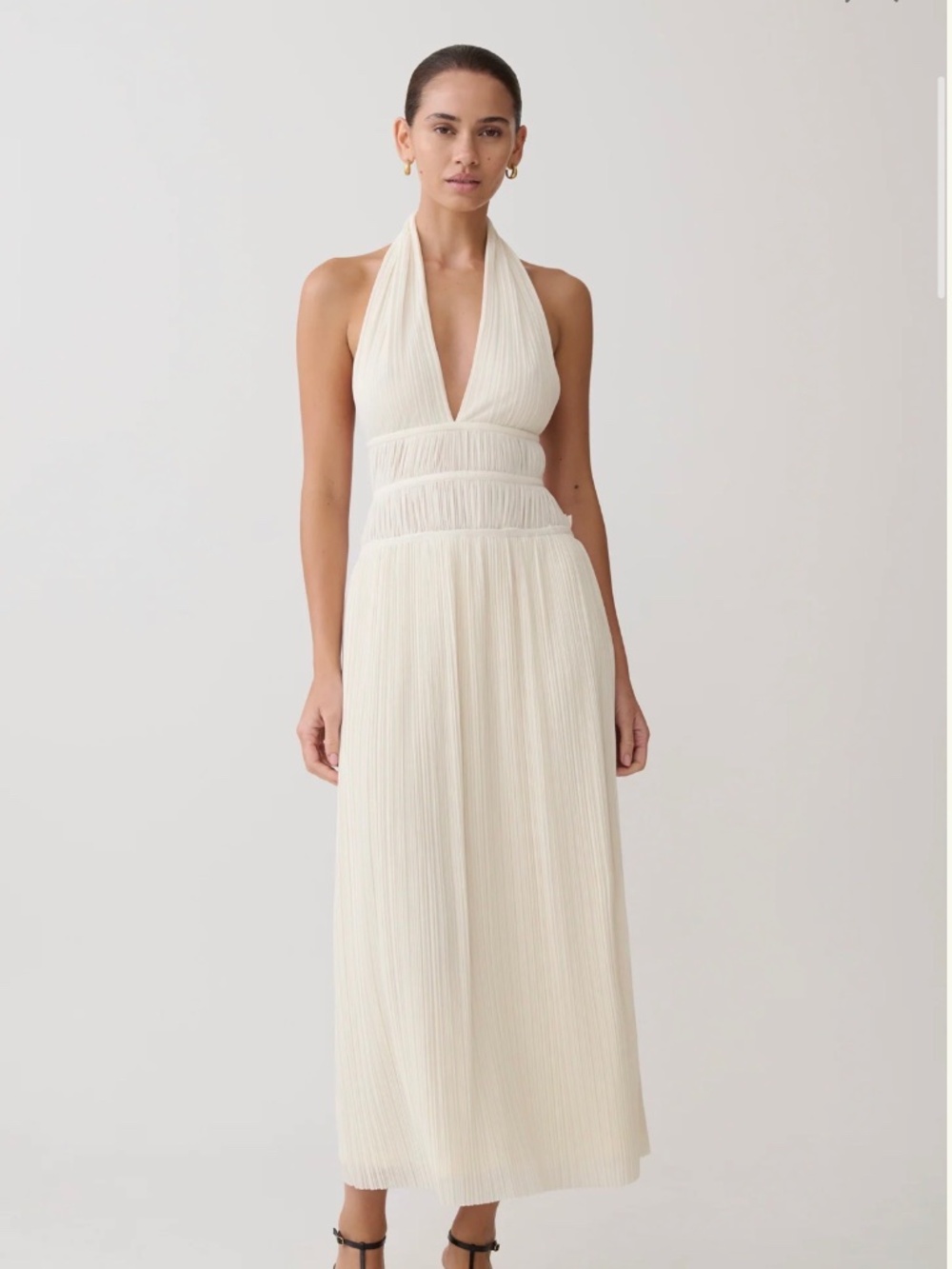 Meshki Cream Halter Midi Dress
